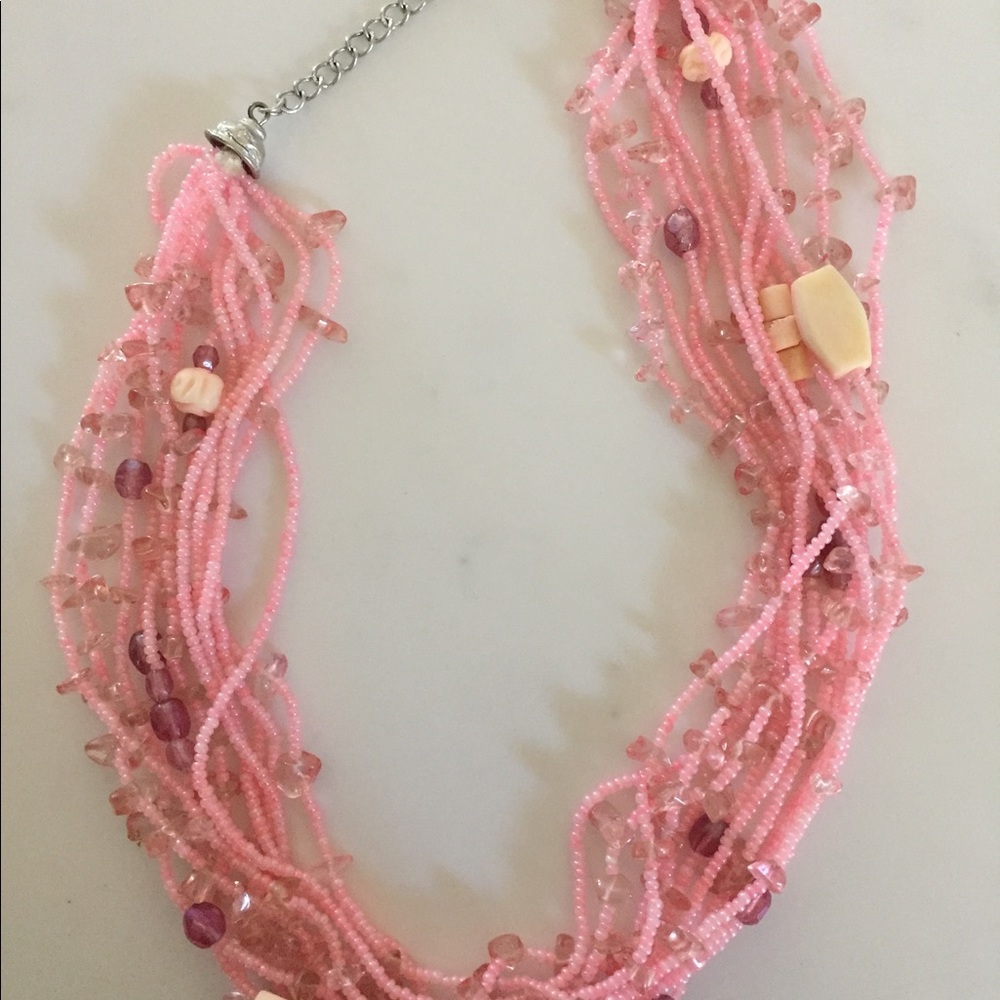 Pink beaded 12 strand necklace